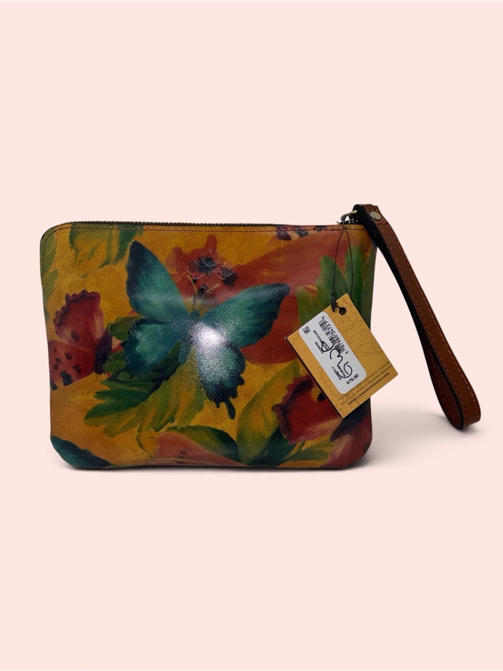 Patricia Nash Green Butterfly Floral Wristlet - Multicolor